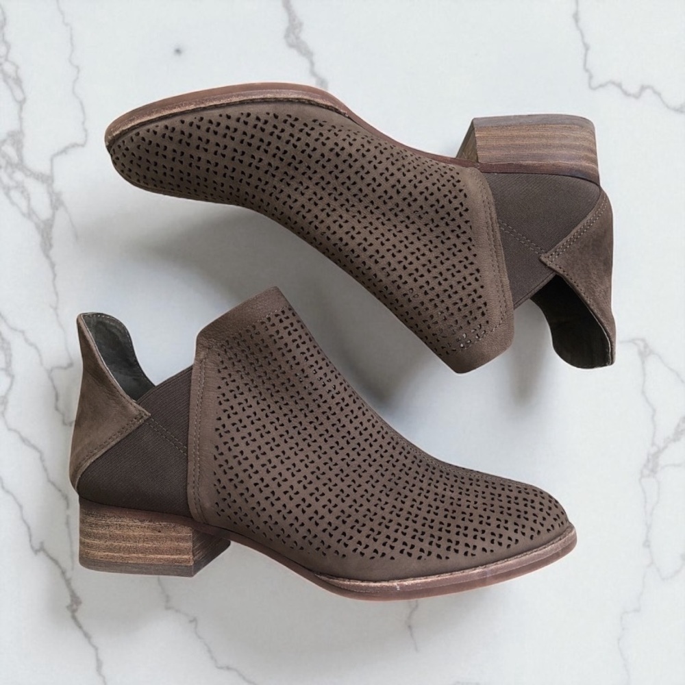 Vince Camuto Perforated Brown Celena Ankle Booties